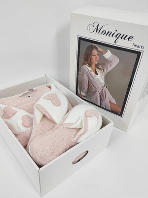 Махровый хлопковый халат с тапочками в комплекте MAISON D'OR Monique