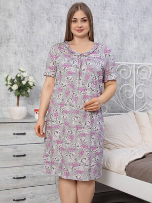 Хлопковая ночная сорочка с коротким рукавом SABRINA J-11394