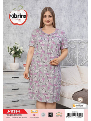 Купить Бавовняна нічна сорочка з коротким рукавом SABRINA J-11394 в Украина в Lingerie.ua - Одяг для дому та відпочинку, Фото 3