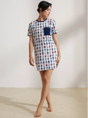 Купить Хлопковая туника свободного покроя с коротким рукавом HAYS 36206 в Украина в Lingerie.ua - Одяг для дому та відпочинку, Фото 1