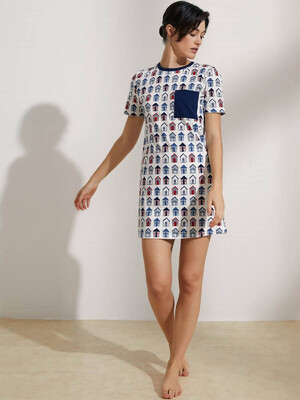 Купить Хлопковая туника свободного покроя с коротким рукавом HAYS 36206 в Украина в Lingerie.ua - Одяг для дому та відпочинку, Фото 2