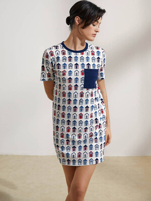 Купить Хлопковая туника свободного покроя с коротким рукавом HAYS 36206 в Украина в Lingerie.ua - Одяг для дому та відпочинку, Фото 3