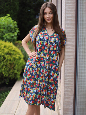 Купить Хлопковый летний халат большого размера на молнии LINGERIE 170714 в Украина в Lingerie.ua - Одяг для дому та відпочинку, Фото 9