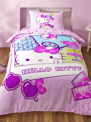 Купить Односпальный комплект постельного белья TAC Disney HELLO KITTY с простыней на резинке в Украина в Lingerie.ua - Одяг для дому та відпочинку, Фото 1