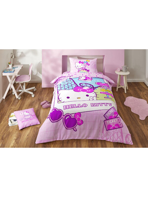 Купить Односпальный комплект постельного белья TAC Disney HELLO KITTY с простыней на резинке в Украина в Lingerie.ua - Одяг для дому та відпочинку, Фото 2