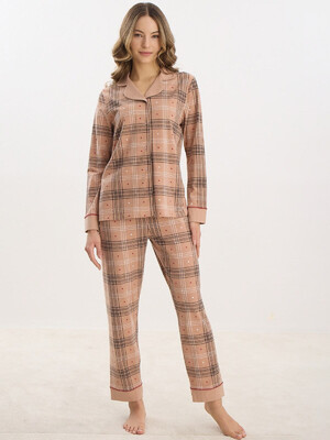 Купить Бавовняна класична піжама з довгим рукавом SEVIM 16046 в Украина