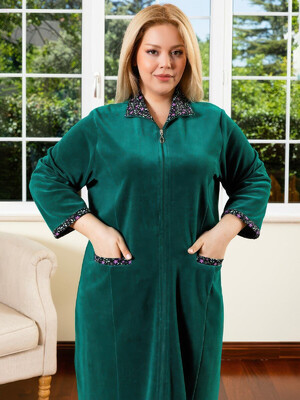 Купить Велюровый халат большого размера на молнии COCOON V12-1468 в Украина в Lingerie.ua - Одяг для дому та відпочинку, Фото 5