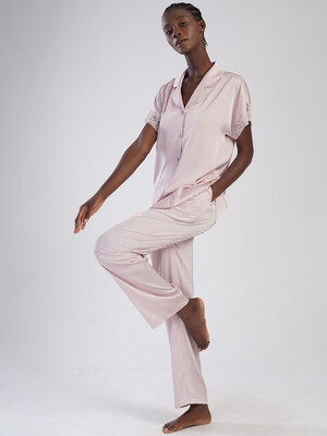 Купить Шелковая пижама с коротким рукавом VIENETTA 1617255156 в Украина в Lingerie.ua - Одяг для дому та відпочинку, Фото 4