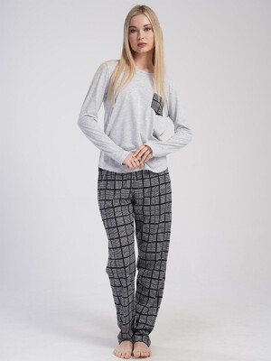 Купить Хлопковый домашний комплект с брюками в клетку VIENETTA 4050090871 в Украина в Lingerie.ua - Одяг для дому та відпочинку, Фото 2