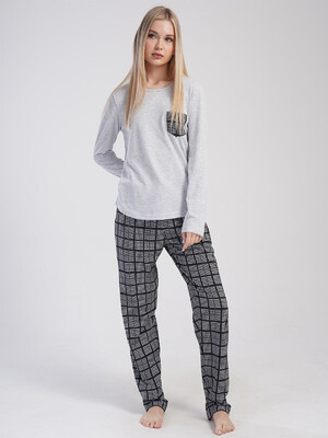 Купить Хлопковый домашний комплект с брюками в клетку VIENETTA 4050090871 в Украина в Lingerie.ua - Одяг для дому та відпочинку, Фото 3