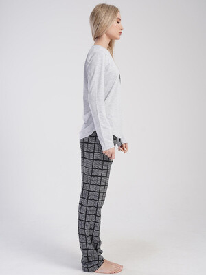 Купить Хлопковый домашний комплект с брюками в клетку VIENETTA 4050090871 в Украина в Lingerie.ua - Одяг для дому та відпочинку, Фото 5