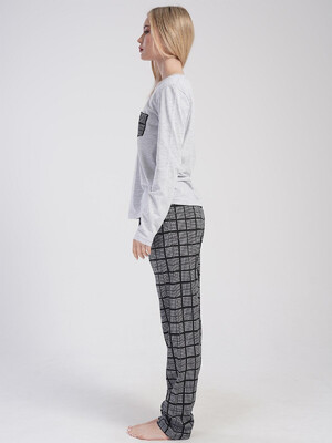 Купить Хлопковый домашний комплект с брюками в клетку VIENETTA 4050090871 в Украина в Lingerie.ua - Одяг для дому та відпочинку, Фото 7