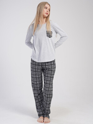 Купить Хлопковый домашний комплект с брюками в клетку VIENETTA 4050090871 в Украина в Lingerie.ua - Одяг для дому та відпочинку, Фото 8