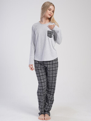 Купить Хлопковый домашний комплект с брюками в клетку VIENETTA 4050090871 в Украина в Lingerie.ua - Одяг для дому та відпочинку, Фото 9