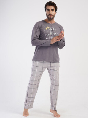 Купить Хлопковая пижама большого размера с длинным рукавом VIENETTA MAN 4052989846 в Украина в Lingerie.ua - Одяг для дому та відпочинку, Фото 2