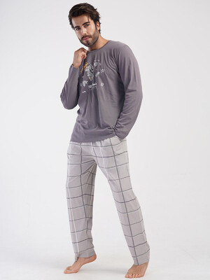 Купить Хлопковая пижама большого размера с длинным рукавом VIENETTA MAN 4052989846 в Украина в Lingerie.ua - Одяг для дому та відпочинку, Фото 4