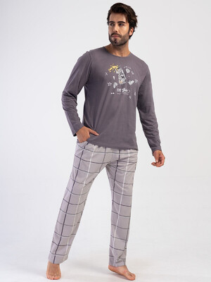 Купить Хлопковая пижама большого размера с длинным рукавом VIENETTA MAN 4052989846 в Украина в Lingerie.ua - Одяг для дому та відпочинку, Фото 6