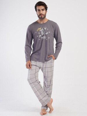 Купить Хлопковая пижама большого размера с длинным рукавом VIENETTA MAN 4052989846 в Украина в Lingerie.ua - Одяг для дому та відпочинку, Фото 7
