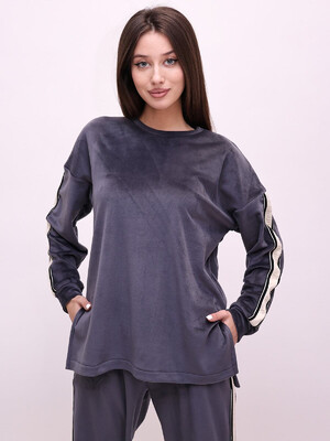 Купить Теплый женский велюровый костюм с лампасами LINGERIE 170740 в Украина в Lingerie.ua - Одяг для дому та відпочинку, Фото 9