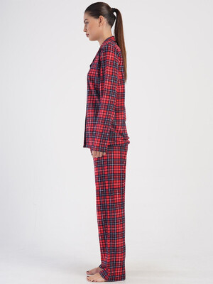 Купить Хлопковая женская классическая пижама в клетку VIENETTA 4070263029 в Украина в Lingerie.ua - Одяг для дому та відпочинку, Фото 2