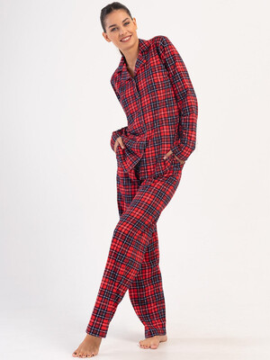 Купить Хлопковая женская классическая пижама в клетку VIENETTA 4070263029 в Украина в Lingerie.ua - Одяг для дому та відпочинку, Фото 3