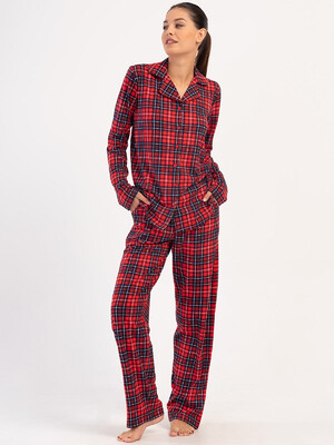Купить Хлопковая женская классическая пижама в клетку VIENETTA 4070263029 в Украина в Lingerie.ua - Одяг для дому та відпочинку, Фото 5
