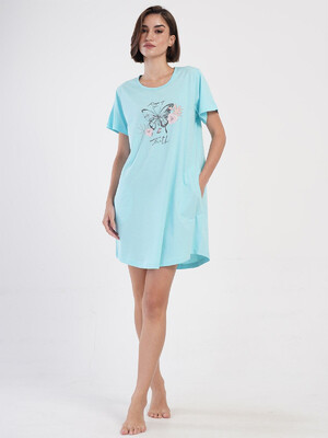 Купить Хлопковая туника большого размера с коротким рукавом VIENETTA 4053500000 в Украина в Lingerie.ua - Одяг для дому та відпочинку, Фото 3