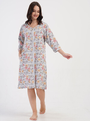 Купить Хлопковый халат большого размера на молнии VIENETTA 4081903402 в Украина в Lingerie.ua - Одяг для дому та відпочинку, Фото 3