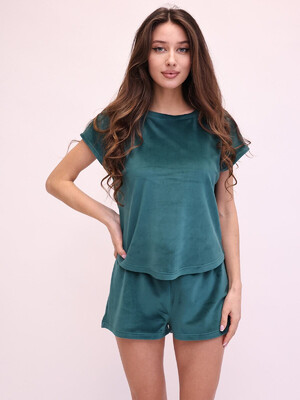 Велюровий костюм із футболки та шортів LINGERIE 170747