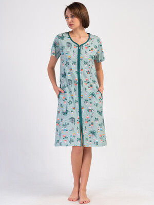 Купить Хлопковый халат женский на молнии с коротким рукавом VIENETTA 4083891889 в Украина в Lingerie.ua - Одяг для дому та відпочинку, Видео