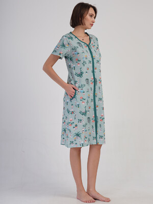 Купить Хлопковый халат женский на молнии с коротким рукавом VIENETTA 4083891889 в Украина в Lingerie.ua - Одяг для дому та відпочинку, Фото 2