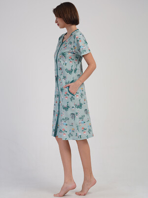 Купить Хлопковый халат женский на молнии с коротким рукавом VIENETTA 4083891889 в Украина в Lingerie.ua - Одяг для дому та відпочинку, Фото 4