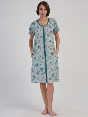 Купить Хлопковый халат женский на молнии с коротким рукавом VIENETTA 4083891889 в Украина в Lingerie.ua - Одяг для дому та відпочинку, Фото 6