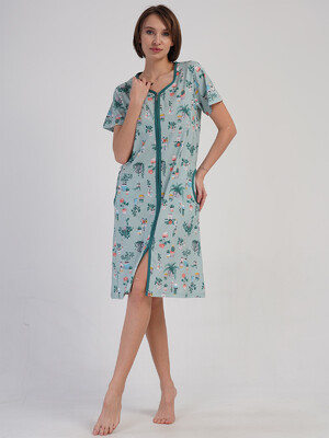 Купить Хлопковый халат женский на молнии с коротким рукавом VIENETTA 4083891889 в Украина в Lingerie.ua - Одяг для дому та відпочинку, Фото 7