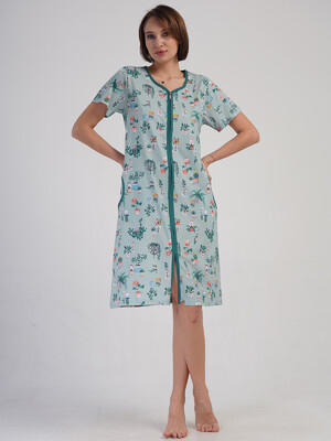 Купить Хлопковый халат женский на молнии с коротким рукавом VIENETTA 4083891889 в Украина в Lingerie.ua - Одяг для дому та відпочинку, Фото 8