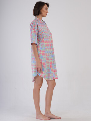 Купить Хлопковый халат на пуговицах с коротким рукавом VIENETTA 4091460050 в Украина в Lingerie.ua - Одяг для дому та відпочинку, Фото 3