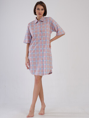 Купить Хлопковый халат на пуговицах с коротким рукавом VIENETTA 4091460050 в Украина в Lingerie.ua - Одяг для дому та відпочинку, Фото 5