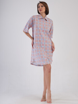 Купить Хлопковый халат на пуговицах с коротким рукавом VIENETTA 4091460050 в Украина в Lingerie.ua - Одяг для дому та відпочинку, Фото 7