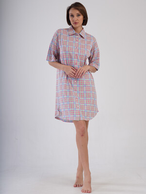 Купить Хлопковый халат на пуговицах с коротким рукавом VIENETTA 4091460050 в Украина в Lingerie.ua - Одяг для дому та відпочинку, Фото 8