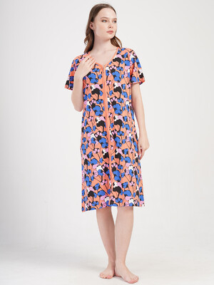 Хлопковый халат на молнии с коротким рукавом VIENETTA 4080454235