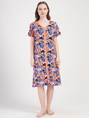 Купить Хлопковый халат на молнии с коротким рукавом VIENETTA 4080454235 в Украина в Lingerie.ua - Одяг для дому та відпочинку, Фото 2