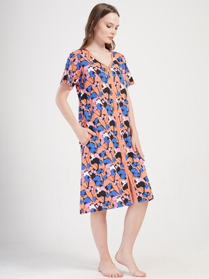 Купить Хлопковый халат на молнии с коротким рукавом VIENETTA 4080454235 в Украина в Lingerie.ua - Одяг для дому та відпочинку, Фото 5