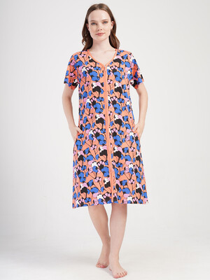 Купить Хлопковый халат на молнии с коротким рукавом VIENETTA 4080454235 в Украина в Lingerie.ua - Одяг для дому та відпочинку, Фото 6