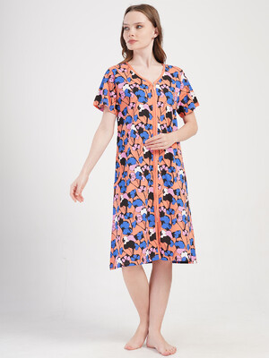 Купить Хлопковый халат на молнии с коротким рукавом VIENETTA 4080454235 в Украина в Lingerie.ua - Одяг для дому та відпочинку, Фото 8