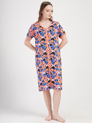 Купить Хлопковый халат на молнии с коротким рукавом VIENETTA 4080454235 в Украина в Lingerie.ua - Одяг для дому та відпочинку, Фото 9