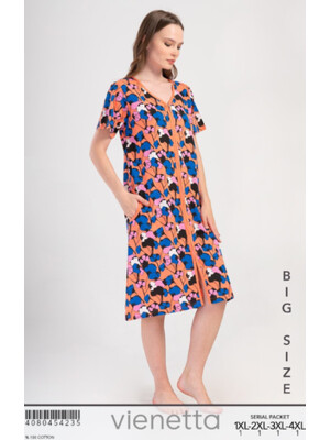 Купить Хлопковый халат на молнии с коротким рукавом VIENETTA 4080454235 в Украина в Lingerie.ua - Одяг для дому та відпочинку, Фото 10