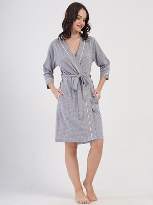 Купить Хлопковый халат женский на запах VIENETTA 4084511248 в Украина в Lingerie.ua - Одяг для дому та відпочинку, Фото 7