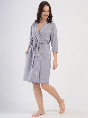 Купить Хлопковый халат женский на запах VIENETTA 4084511248 в Украина в Lingerie.ua - Одяг для дому та відпочинку, Фото 5