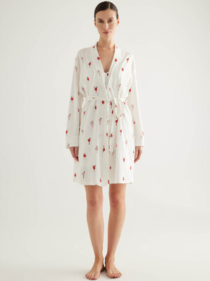 Купить Бавовняний жіночий халат кімоно з довгим рукавом HAYS 50245 в Украина