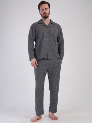 Теплая классическая пижама мужская с длинным рукавом VIENETTA MAN 5010080000